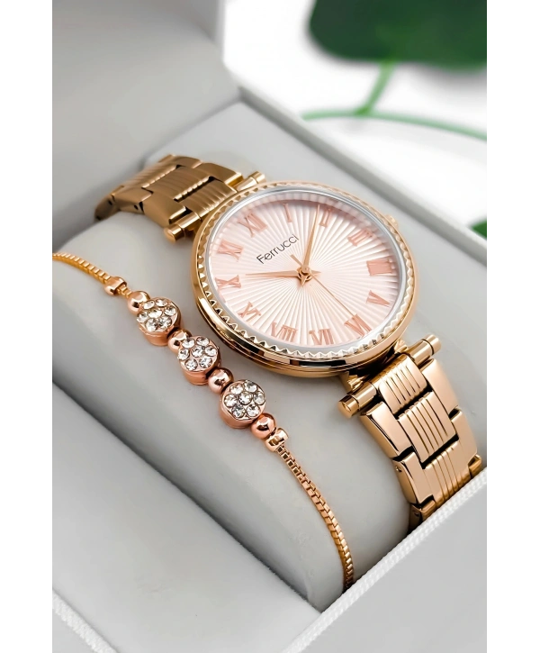 Ferrucci Çelik Kordon & Kasa Kadın Kol Saati, 3atm Suya Dayanıklı Rose Sdfer178