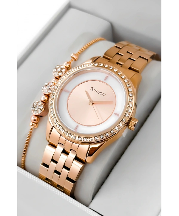 Ferrucci Çelik Kordon & Kasa Kadın Kol Saati, 3atm Suya Dayanıklı Rose Sdfer179