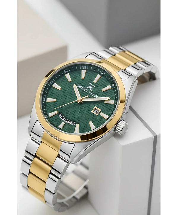 Takvimli Çelik Kordon Erkek Kol Saati Bileklik Hediyeli Gümüş-Gold sddk096