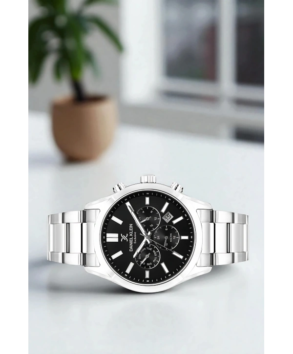 Exclusive Erkek Kol Saati Çelik Kordon&Kasa Gümüş-Siyah sddk098