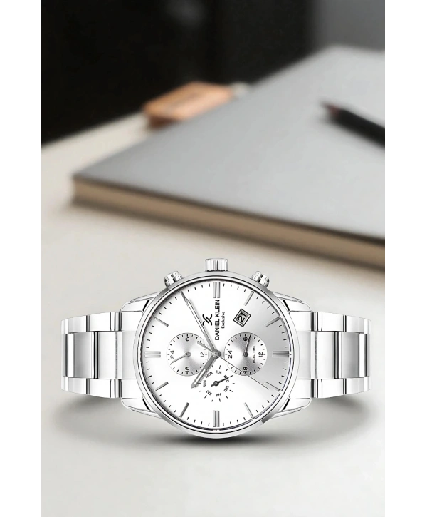 Exclusive Erkek Kol Saati Çelik Kordon&Kasa Gümüş-Beyaz sddk099