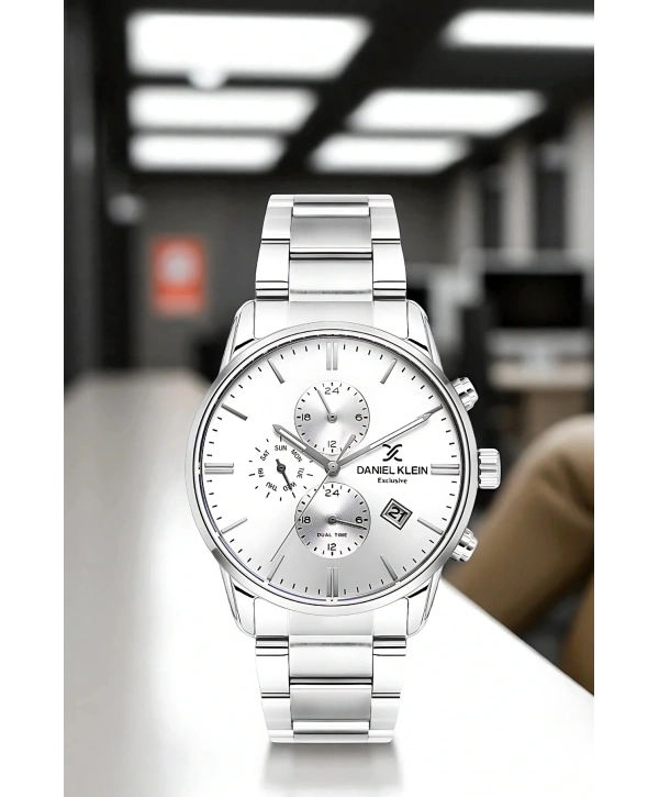 Exclusive Erkek Kol Saati Çelik Kordon&Kasa Gümüş-Beyaz sddk099