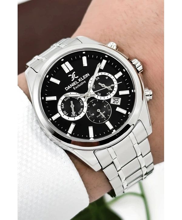 Exclusive Erkek Kol Saati Çelik Kordon&Kasa Gümüş-Siyah sddk100