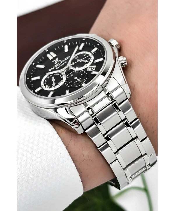 Exclusive Erkek Kol Saati Çelik Kordon&Kasa Gümüş-Siyah sddk100