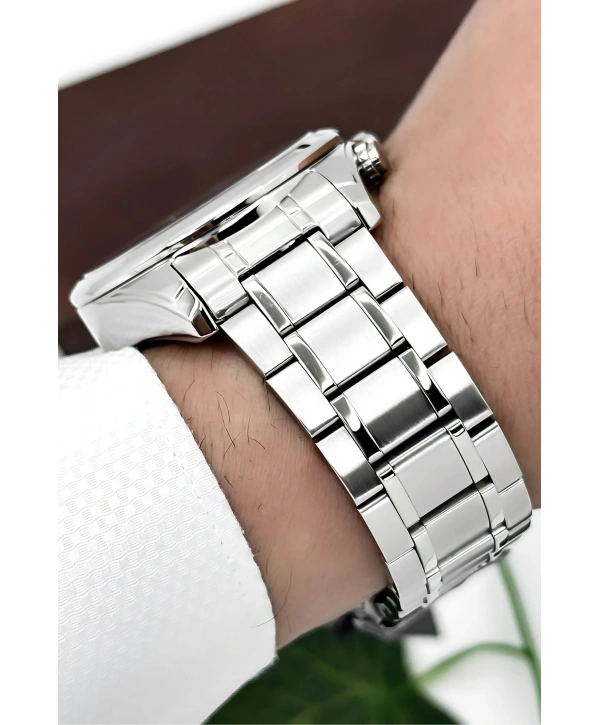 Exclusive Erkek Kol Saati Çelik Kordon&Kasa Gümüş-Siyah sddk100