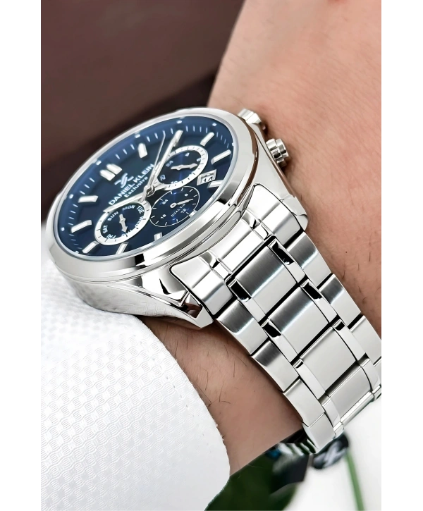 Exclusive Erkek Kol Saati Çelik Kordon&Kasa Gümüş-Mavi sddk100