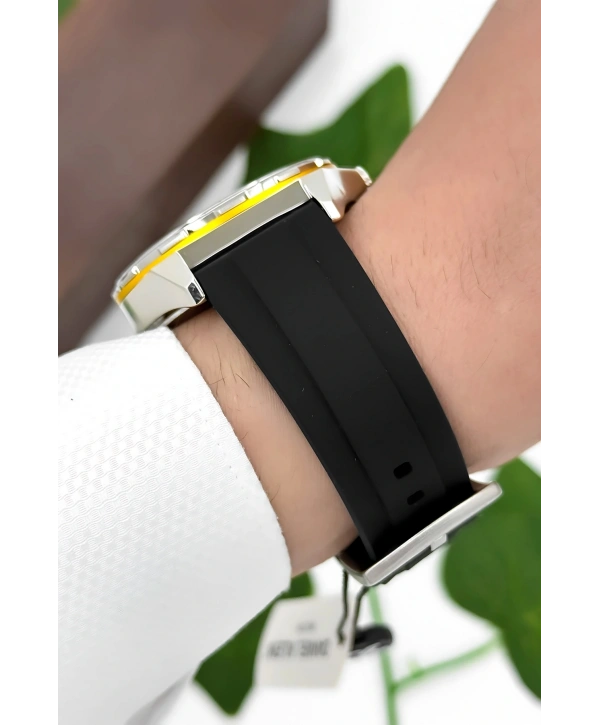 Daniel Klein Silikon Kordon Çelik Kasa Otomatik Mekanizma Erkek Kol Saati Siyah-Sarı sddk102