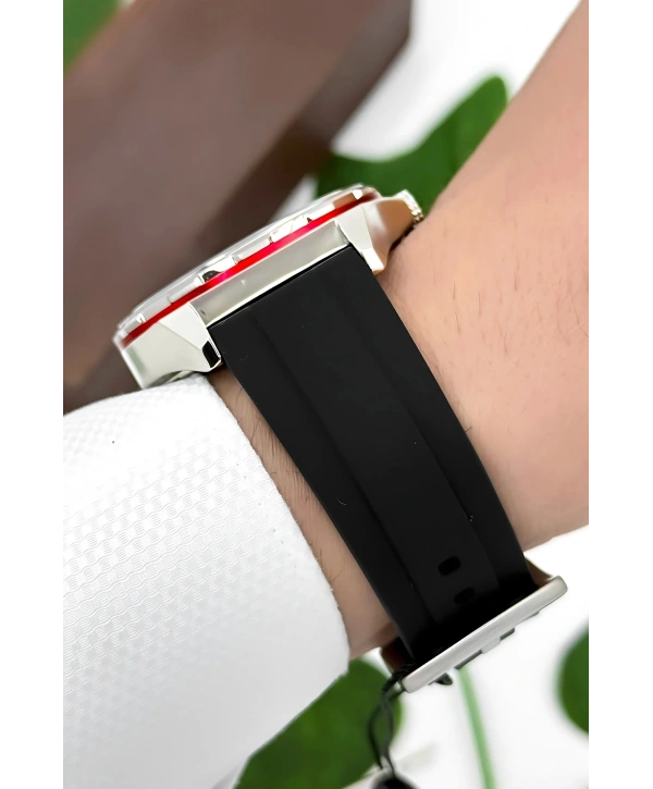 Daniel Klein Silikon Kordon Çelik Kasa Otomatik Mekanizma Erkek Kol Saati Siyah-Kırmızı sddk102