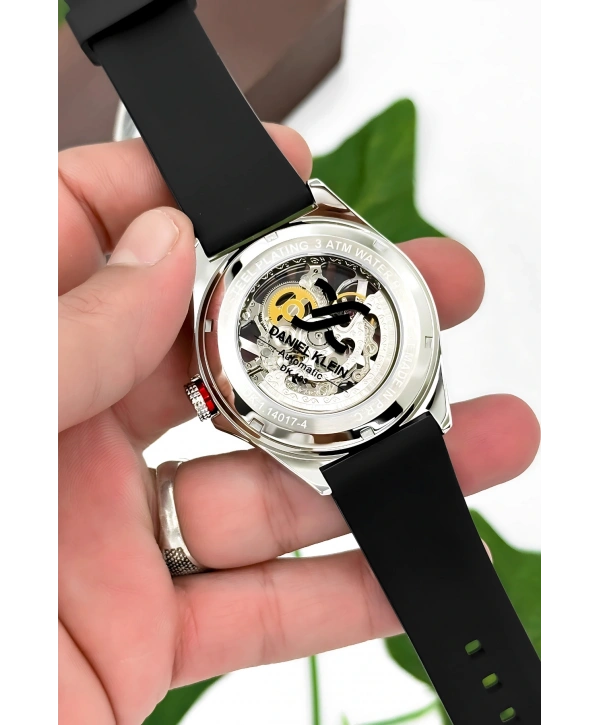 Daniel Klein Silikon Kordon Çelik Kasa Otomatik Mekanizma Erkek Kol Saati Siyah-Kırmızı sddk102