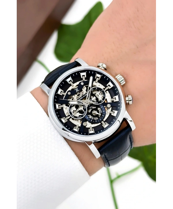 Daniel Klein Deri Kordon Çelik Kasa Otomatik Mekanizma Erkek Kol Saati Lacivert sddk103