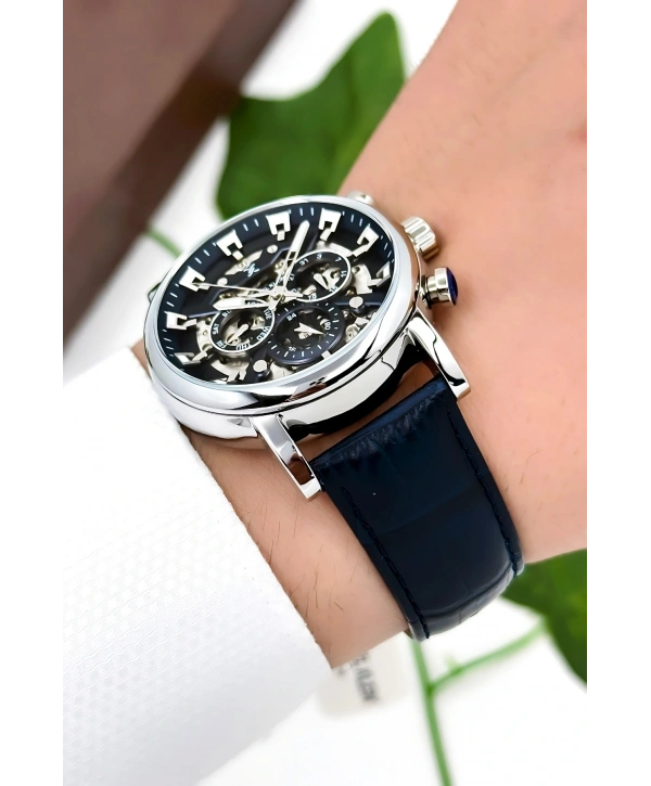 Daniel Klein Deri Kordon Çelik Kasa Otomatik Mekanizma Erkek Kol Saati Lacivert sddk103