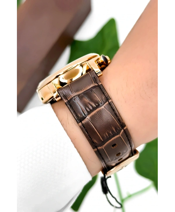 Daniel Klein Deri Kordon Çelik Kasa Otomatik Mekanizma Erkek Kol Saati Kahve-Rose sddk103