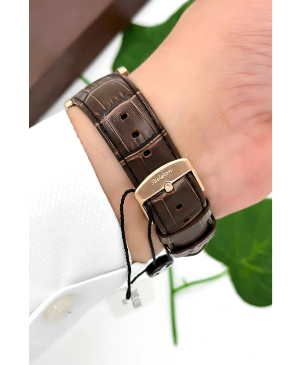 Daniel Klein Deri Kordon Çelik Kasa Otomatik Mekanizma Erkek Kol Saati Kahve-Rose sddk103