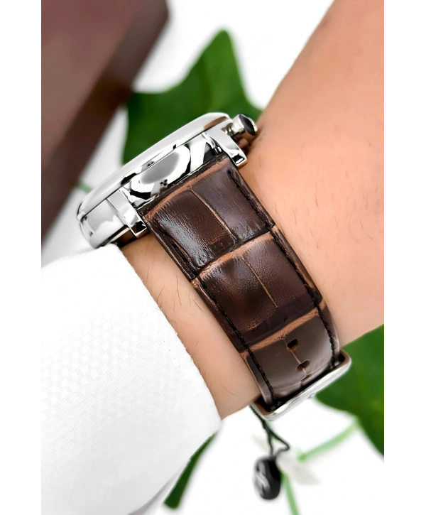 Daniel Klein Deri Kordon Çelik Kasa Otomatik Mekanizma Erkek Kol Saati Kahve-Gümüş sddk103