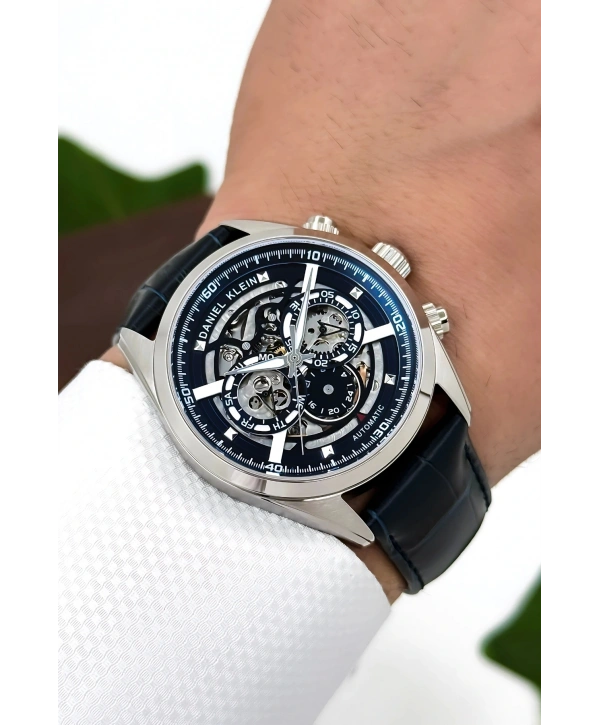 Daniel Klein Deri Kordon Çelik Kasa Otomatik Mekanizma Erkek Kol Saati Lacivert sddk104