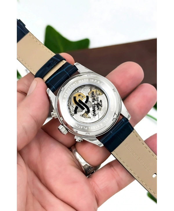 Daniel Klein Deri Kordon Çelik Kasa Otomatik Mekanizma Erkek Kol Saati Lacivert sddk104