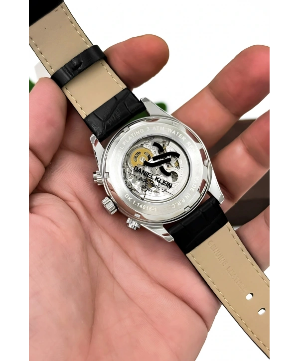 Daniel Klein Deri Kordon Çelik Kasa Otomatik Mekanizma Erkek Kol Saati Siyah sddk104