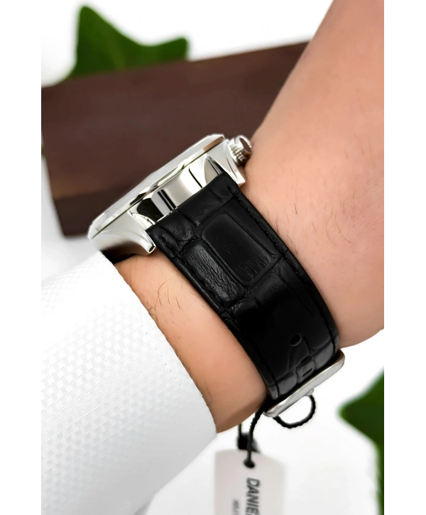 Daniel Klein Deri Kordon Çelik Kasa Otomatik Mekanizma Erkek Kol Saati Siyah-Gümüş sddk104