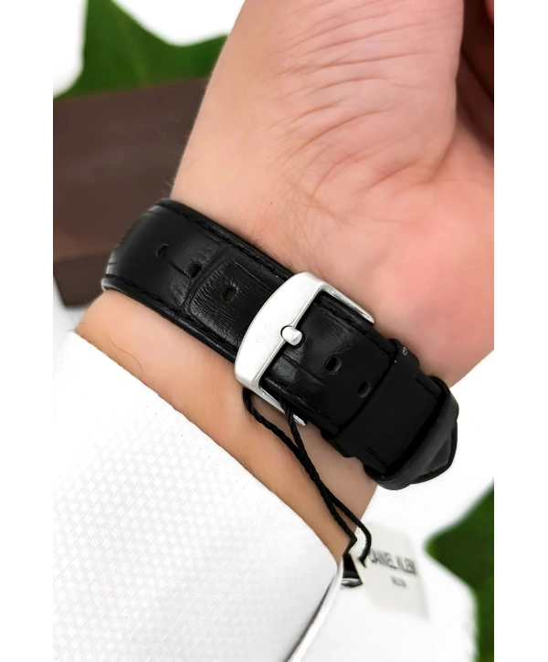 Daniel Klein Deri Kordon Çelik Kasa Otomatik Mekanizma Erkek Kol Saati Siyah-Gümüş sddk104