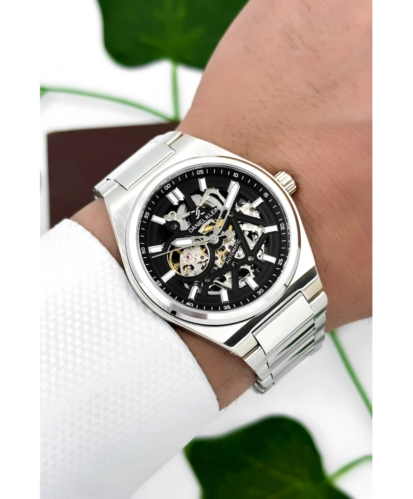 Daniel Klein Çelik Kordon Çelik Kasa Otomatik Mekanizma Erkek Kol Saati Gümüş-Siyah sddk106