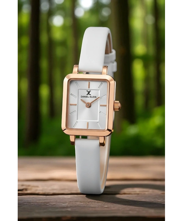 Deri Kordon Çelik Kasa Kadın Kol Saati+Bileklik Hediyeli Beyaz-Rose sddk108