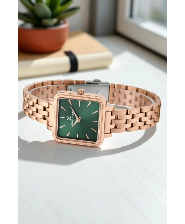 Çelik Kordon&Kasa Kadın Kol Saati+Bileklik Hediyeli Rose sddk109