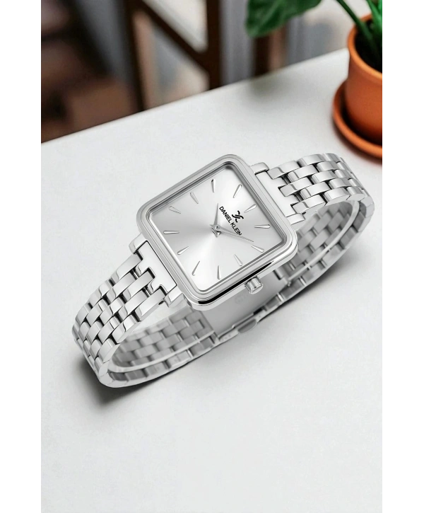 Çelik Kordon&Kasa Kadın Kol Saati+Bileklik Hediyeli Gümüş sddk109