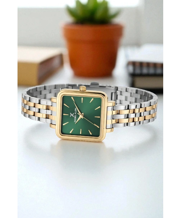 Çelik Kordon&Kasa Kadın Kol Saati+Bileklik Hediyeli Gümüş-Gold sddk109