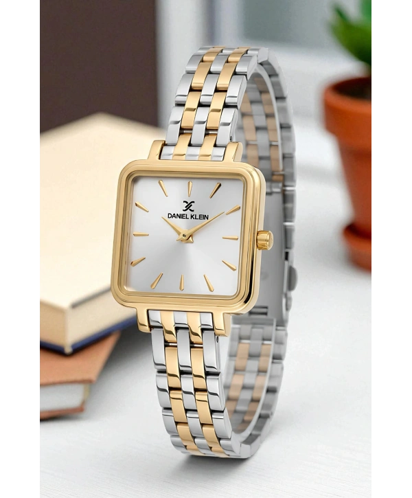 Çelik Kordon&Kasa Kadın Kol Saati+Bileklik Hediyeli Gold-Gümüş sddk109