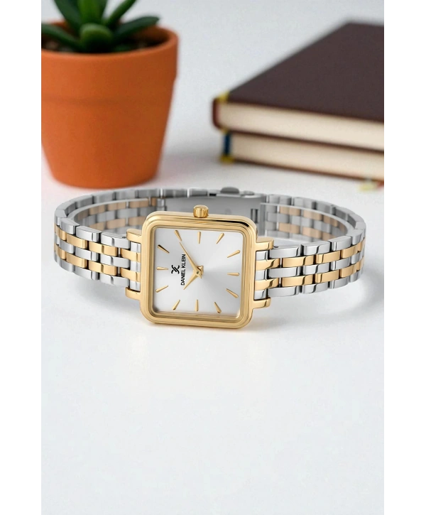 Çelik Kordon&Kasa Kadın Kol Saati+Bileklik Hediyeli Gold-Gümüş sddk109