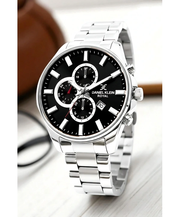 Takvimli Erkek Kol Saati Çelik Kasa&Kordon Bileklik Gümüş-Siyah sddk111