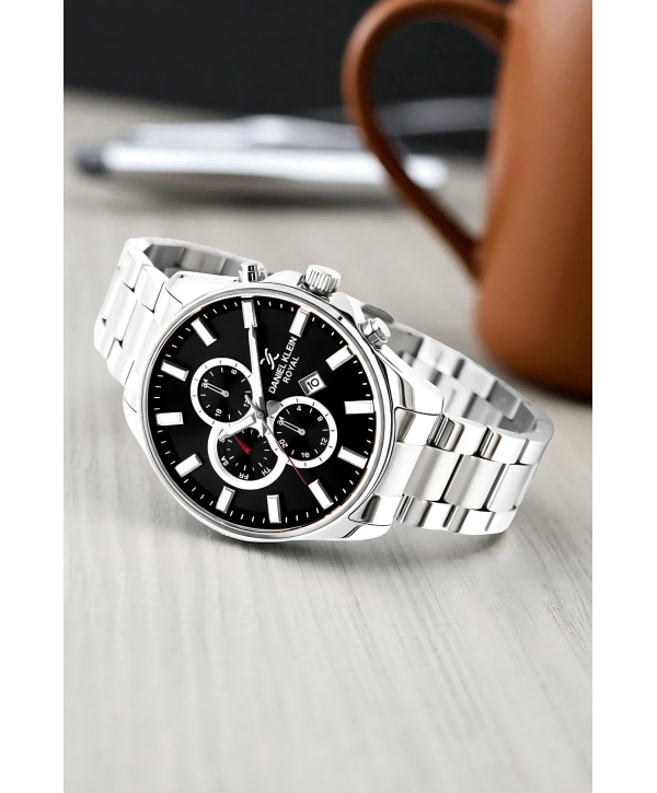 Takvimli Erkek Kol Saati Çelik Kasa&Kordon Bileklik Gümüş-Siyah sddk111