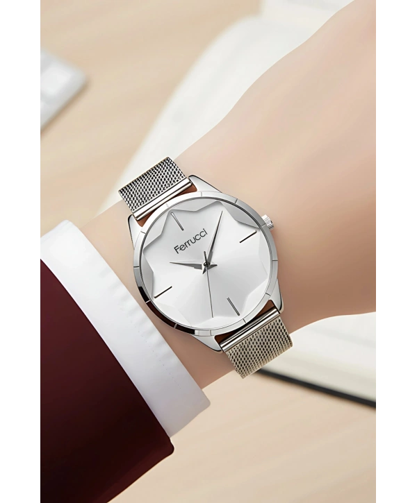 Gümüş Çelik Hasır Kordon Çelik Kasa Kadın Kol Saati Fc.13666h.02 Sdfer105