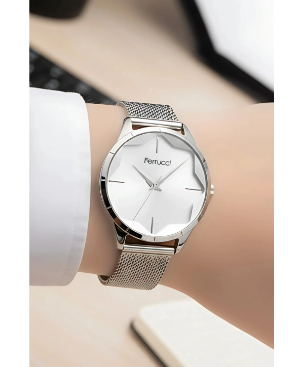 Gümüş Çelik Hasır Kordon Çelik Kasa Kadın Kol Saati Fc.13666h.02 Sdfer105