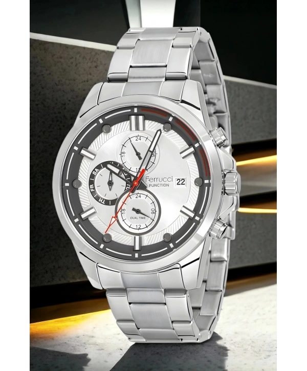 Erkek Kol Saati Gümüş-beyaz Renk Function Fcf.13853fm.04 Bileklik Hediye Sdfer115