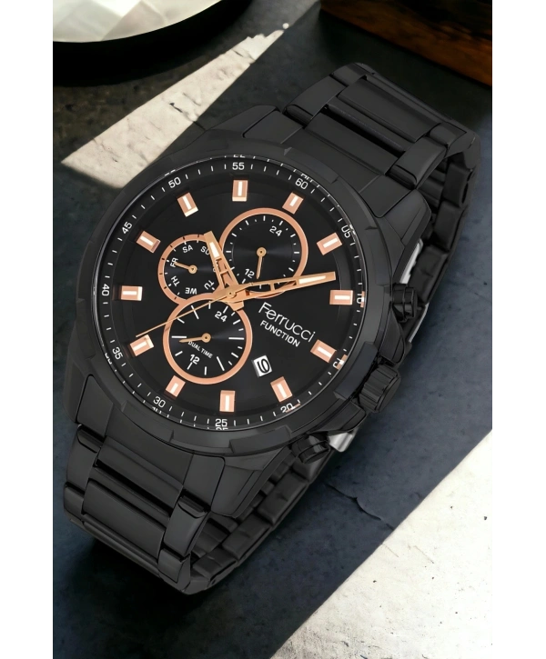 Erkek Kol Saati Siyah-rose Renk Function Fcf.13261fm.02 Bileklik Hediye Sdfer118