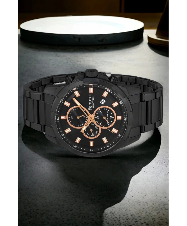 Erkek Kol Saati Siyah-rose Renk Function Fcf.13261fm.02 Bileklik Hediye Sdfer118