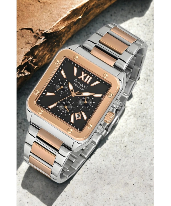 Function Erkek Kol Saati Fcf.14504fm.03 Gümüş-rose Renk Bileklik Hediye Sdfer122