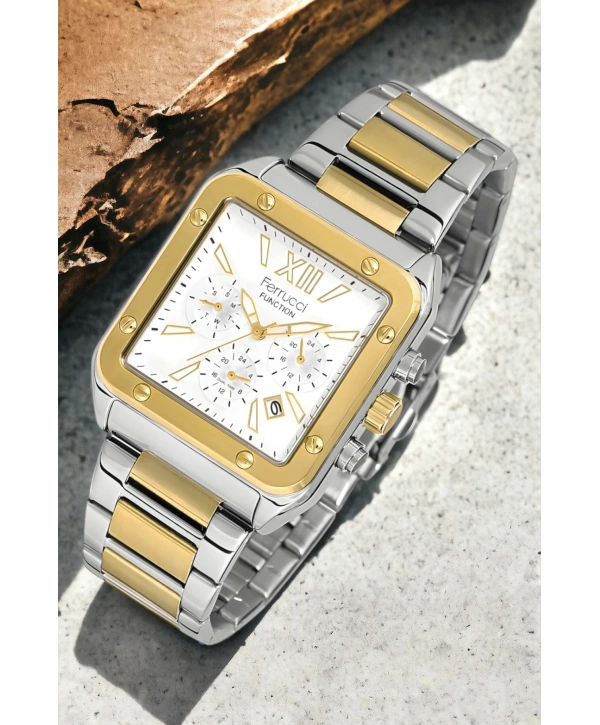 Function Erkek Kol Saati Fc.13345ttm.02 Gümüş-gold Renk Bileklik Hediye Sdfer122