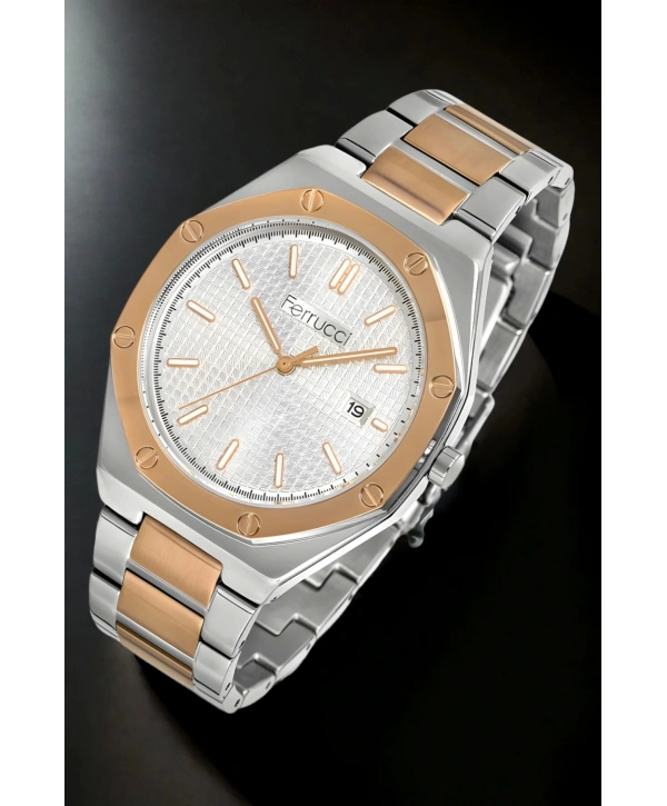 Takvimli Erkek Kol Saati Bileklik Fc.12715tm.02 Gümüş-rose Renk Sdfer127