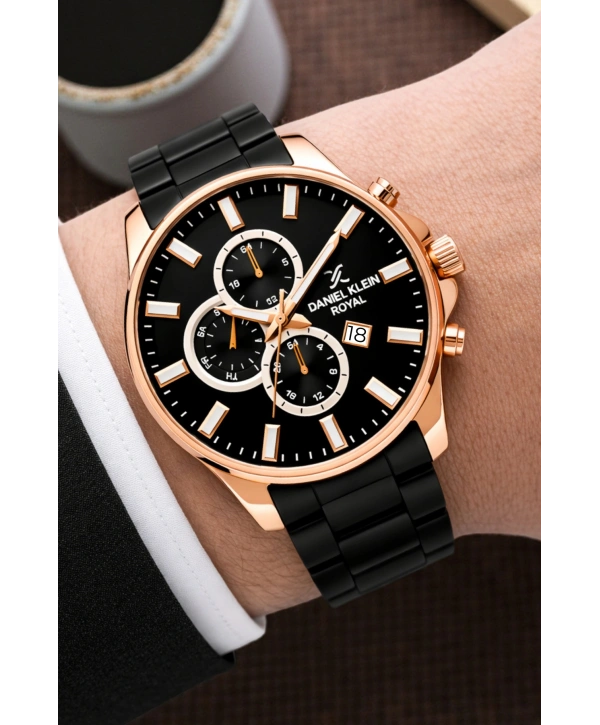 Erkek Kol Saati Takvimli Çelik Kordon Bileklik Hediyeli Siyah sddk003