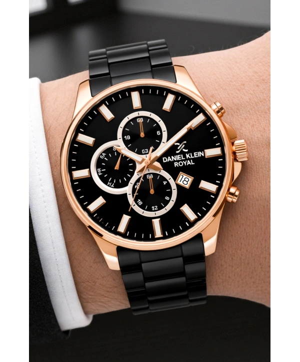 Erkek Kol Saati Takvimli Çelik Kordon Bileklik Hediyeli Siyah sddk003