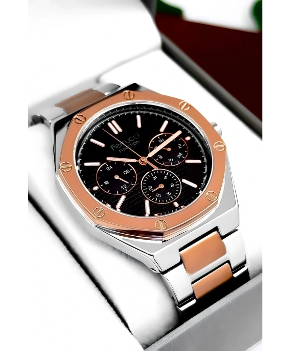 Erkek Kol Saati Rose-Gümüş Renk Çelik Kordon ve Kasa, Function sdfer001