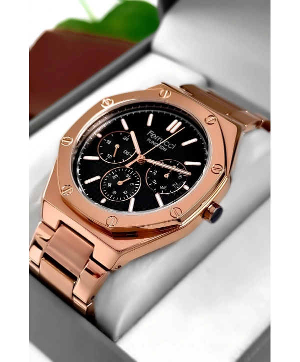 Erkek Kol Saati Rose Renk Çelik Kordon ve Kasa, Function sdfer001