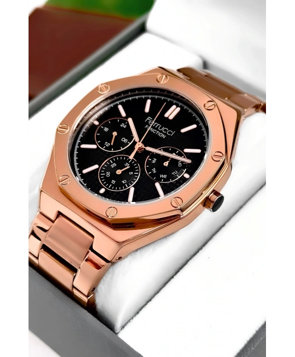 Erkek Kol Saati Rose Renk Çelik Kordon ve Kasa, Function sdfer001