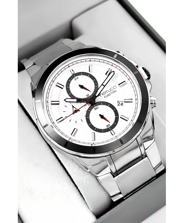Erkek Kol Saati Function Gümüş Renk, 3 Atm Su Geçirmezlik Bileklik Hediyesi Ile Sdfer003