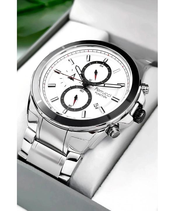 Erkek Kol Saati Function Gümüş Renk, 3 Atm Su Geçirmezlik Bileklik Hediyesi Ile Sdfer003