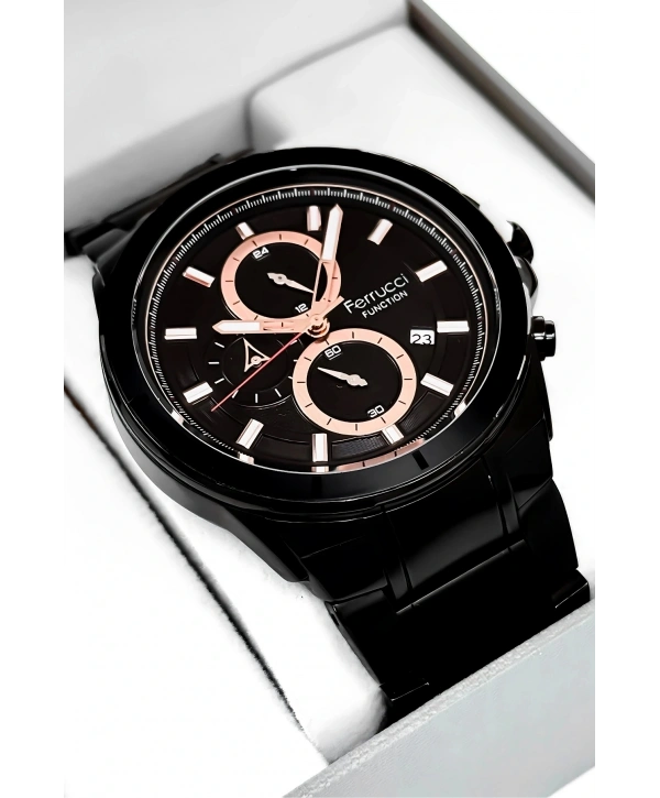 Erkek Kol Saati Function Siyah Renk, 3 Atm Su Geçirmezlik Bileklik Hediyesi Ile Sdfer003