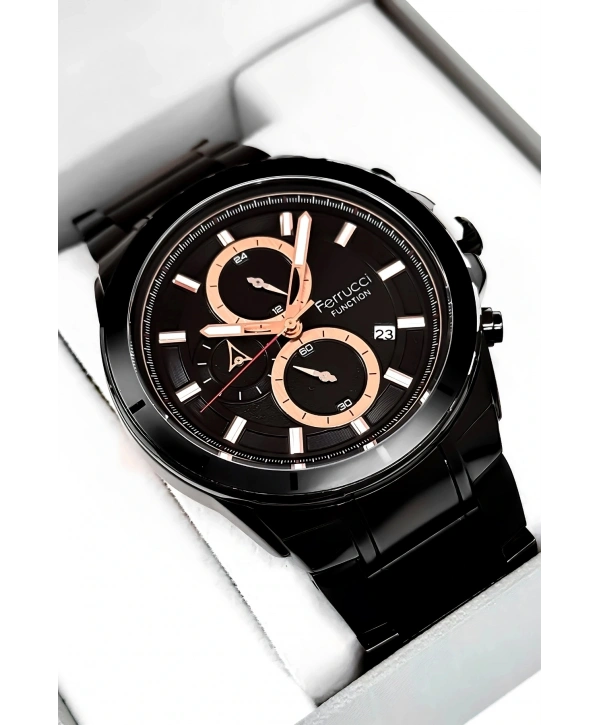 Erkek Kol Saati Function Siyah Renk, 3 Atm Su Geçirmezlik Bileklik Hediyesi Ile Sdfer003