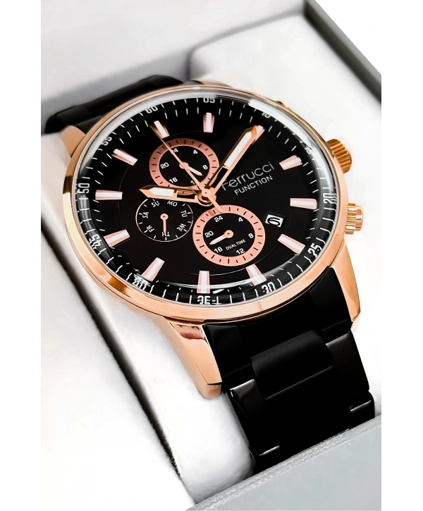 Function Erkek Kol Saati Siyah Renk Çelik Kordon Ve Rose Kasa, Sdfer004